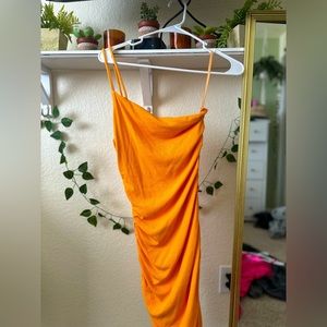 Princess Polly one shoulder orange party dress